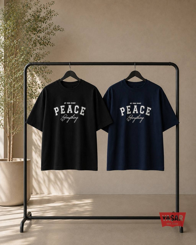 تیشرت مردانه و زنانه باکسی تکه دوزی Peace | 3453