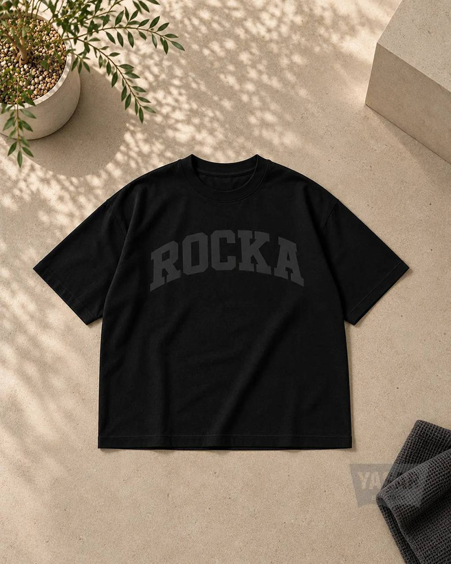 تیشرت مردانه و زنانی باکسی ماکان چاپی Rocka مدل 3470
