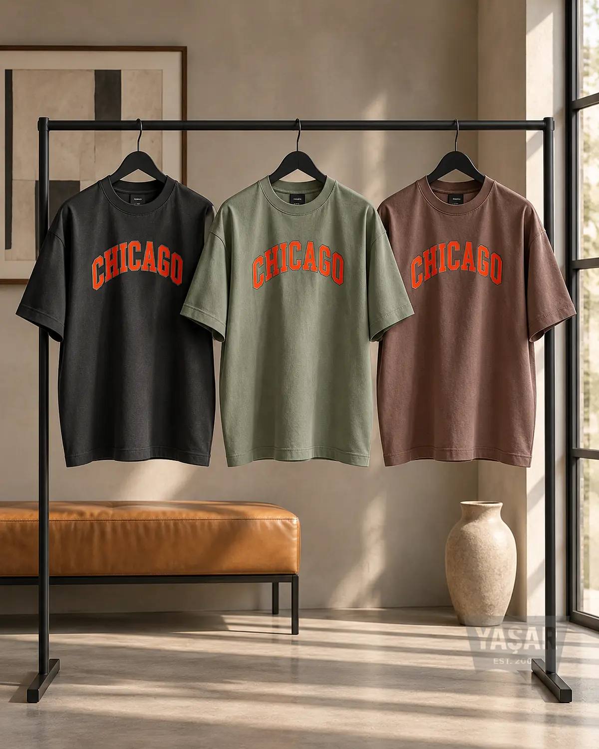 تیشرت مردانه رگولار چاپی Chicago مدل 34288