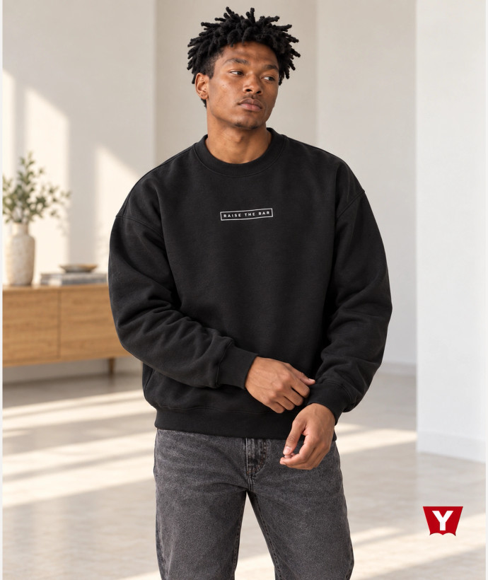 دورس مردانه و زنانه سه نخ خارخورده مشکی با نوشته برجسته Raise the Bar | با ضمانت دوخت و پارچه