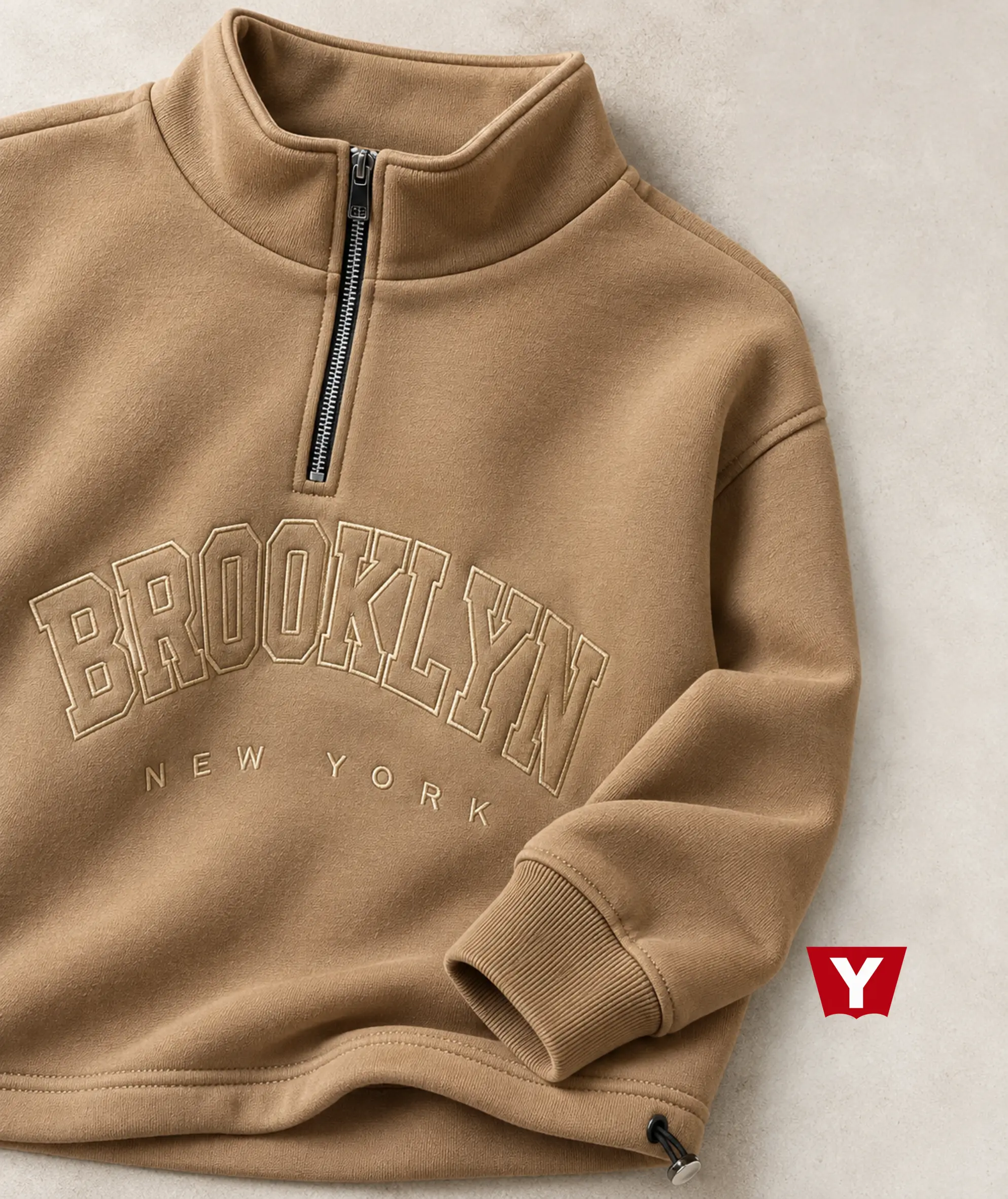دورس نیم زیپ سه نخ خارخورده مردانه و زنانه BROOKLYN قواره باکسی، با ضمانت یاشار استایل
