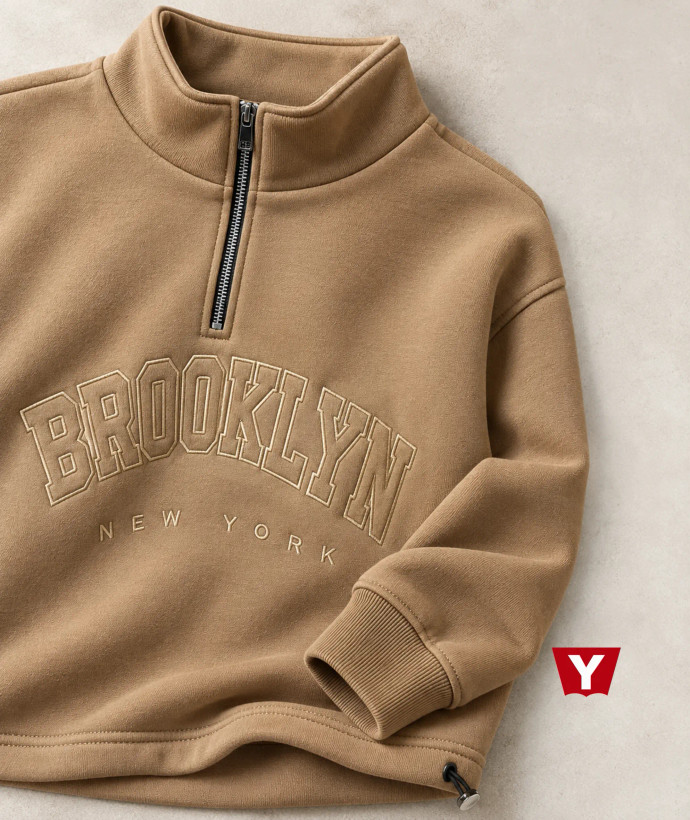 دورس نیم زیپ سه نخ خارخورده مردانه و زنانه BROOKLYN قواره باکسی، با ضمانت یاشار استایل
